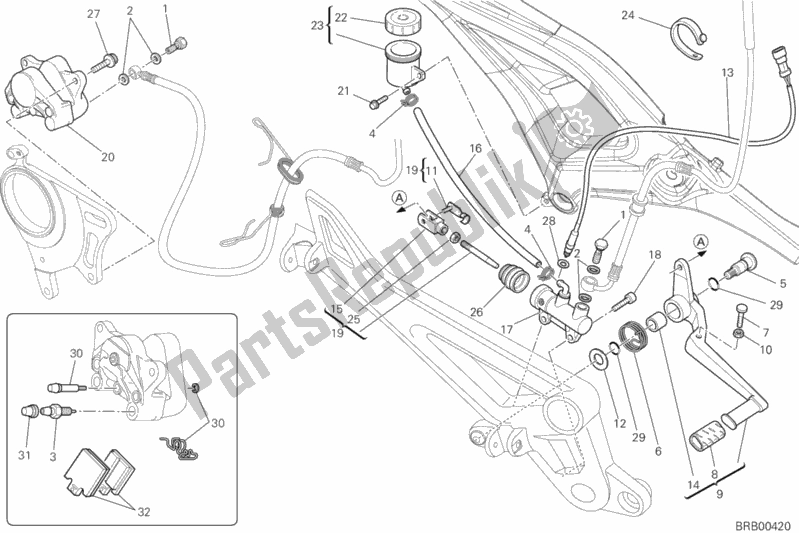 Alle onderdelen voor de Achter Remsysteem van de Ducati Monster 796 ABS Anniversary 2013